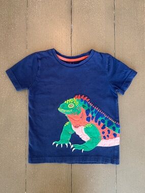 Mini Boden Toddler Boys Embroidered Colorful Iguana Blue T-Shirt • Size 3-4Y/3T
